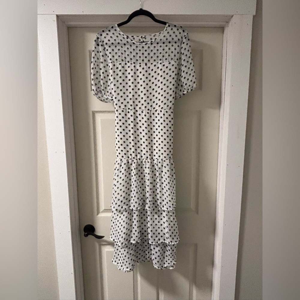 Polka Dot Ruffle Dress - Size Large - Amour Vert